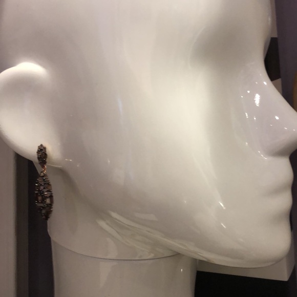 Smoky Topaz Cubic Zirconia Bagguette Marquise Drop Earring-Boutique - Picture 6 of 8